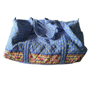 Quilted Blue Patterned Travel Tote Bag